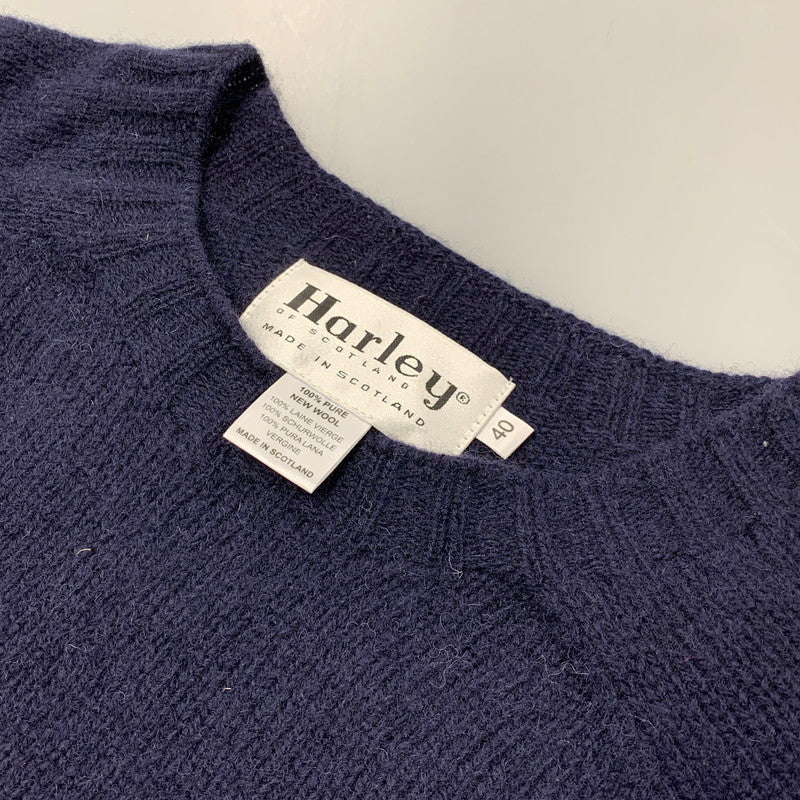 【中古品】【メンズ】 HARLEY ハーレー スコットランド製 WOOL KNIT SWEATER ウールニットセーター トップス 長袖 141-250812-ma-19-izu サイズ：40 カラー：NAVY 万代Net店