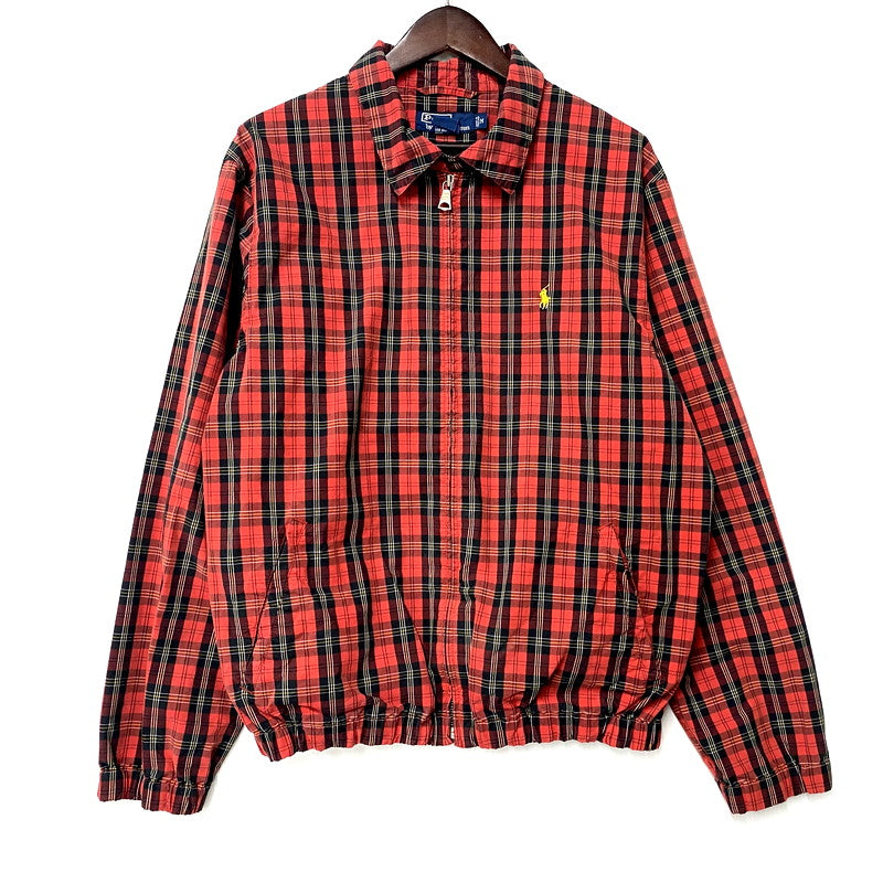 【中古品】【メンズ】 Polo by Ralph Lauren ポロバイラルフローレン CHECK PATTERN SWING TOP JACKET チェック パターン スイング トップ ジャケット 長袖 ロゴ 刺繍 アウター 146-250810-ay-06-izu サイズ：M カラー：レッド系 万代Net店