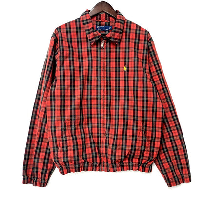【中古品】【メンズ】 Polo by Ralph Lauren ポロバイラルフローレン CHECK PATTERN SWING TOP JACKET チェック パターン スイング トップ ジャケット 長袖 ロゴ 刺繍 アウター 146-250810-ay-06-izu サイズ：M カラー：レッド系 万代Net店
