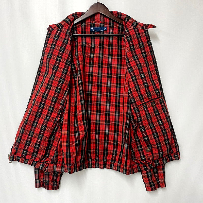 【中古品】【メンズ】 Polo by Ralph Lauren ポロバイラルフローレン CHECK PATTERN SWING TOP JACKET チェック パターン スイング トップ ジャケット 長袖 ロゴ 刺繍 アウター 146-250810-ay-06-izu サイズ：M カラー：レッド系 万代Net店