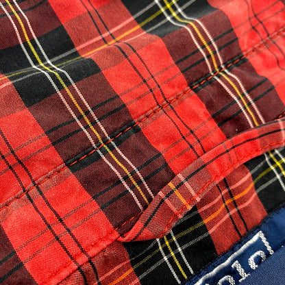 【中古品】【メンズ】 Polo by Ralph Lauren ポロバイラルフローレン CHECK PATTERN SWING TOP JACKET チェック パターン スイング トップ ジャケット 長袖 ロゴ 刺繍 アウター 146-250810-ay-06-izu サイズ：M カラー：レッド系 万代Net店