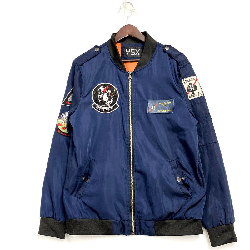 【中古品】【メンズ】 YSX WAPPEN FLIGHT JACKET ワッペン フライトジャケット アウター 146-250814-as-12-izu カラー：ネイビー 万代Net店
