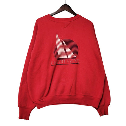 【現状渡し品】【メンズ】 PANNILL パニール USA製 前V CHARLEVOIX シャルルボア SWEATSHIRT スウェットシャツ トップス 長袖 トレーナー 146-250814-ya-05-izu サイズ：XL カラー：レッド 万代Net店