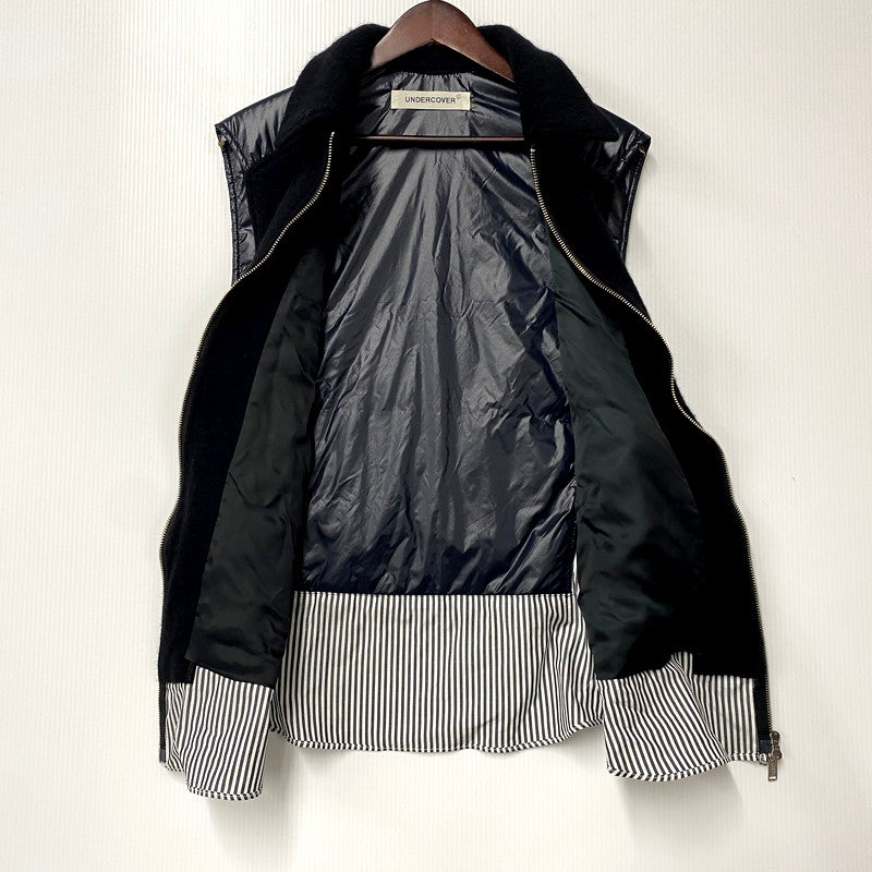 【中古美品】【メンズ】 COTTON SHIRT WITH SWITCHING QUILTED VEST UP2E1001 コットン シャツ 切り替え キルティング ベスト ストライプ トップス 140-250810-ay-15-izu サイズ：2 カラー：ブラック 万代Net店