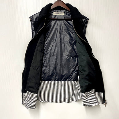 【中古美品】【メンズ】 COTTON SHIRT WITH SWITCHING QUILTED VEST UP2E1001 コットン シャツ 切り替え キルティング ベスト ストライプ トップス 140-250810-ay-15-izu サイズ：2 カラー：ブラック 万代Net店