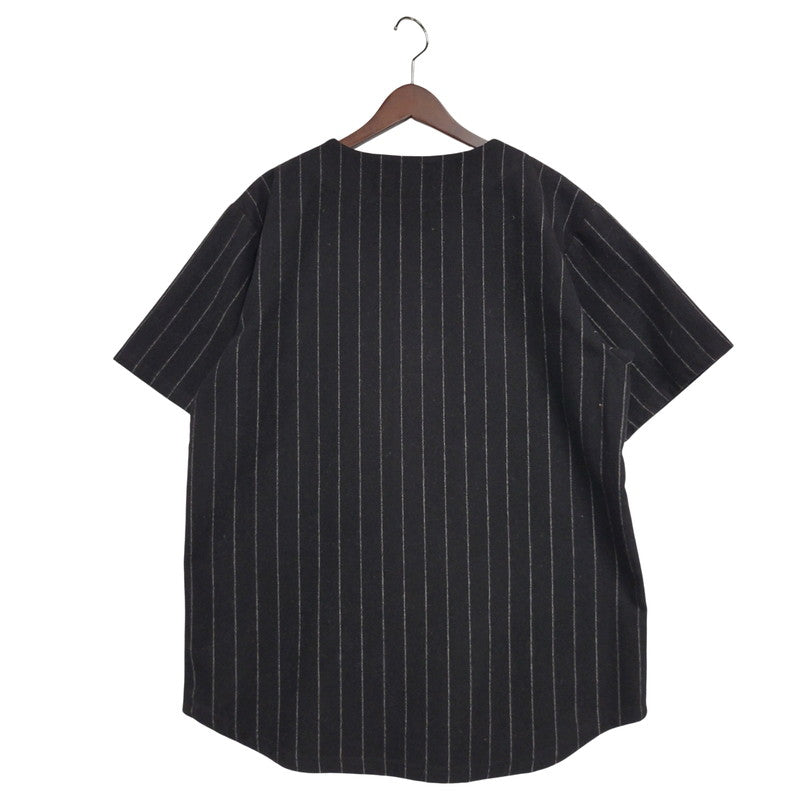 【中古品】【メンズ】 STUSSY ステューシー 111761 ARCH FELT LOGO SS WOOL BASEBALL SHIRT アーチフェルトロゴ ショートスリーブウールベースボールシャツ トップス 半袖 142-250811-ma-05-izu サイズ：L カラー：BLACK 万代Net店