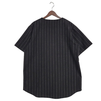【中古品】【メンズ】 STUSSY ステューシー 111761 ARCH FELT LOGO SS WOOL BASEBALL SHIRT アーチフェルトロゴ ショートスリーブウールベースボールシャツ トップス 半袖 142-250811-ma-05-izu サイズ：L カラー：BLACK 万代Net店