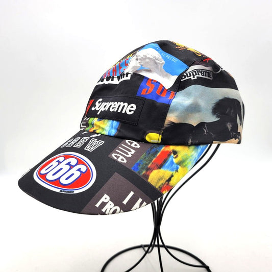 【中古品】【メンズ/レディース】 Supreme シュプリーム GORE-TEX LONG BILL CAMP CAP BLACK STICKERS ゴアテックス キャンプ キャップ 帽子 185-250811-as-03-izu サイズ：M/L カラー：ブラック系 万代Net店