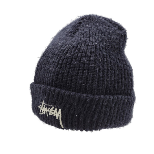 【中古品】【メンズ/レディース】 STUSSY ステューシー RIB KNIT CAP リブ ニット キャップ USA製 ニット帽 帽子 185-250816-as-25-izu サイズ：F カラー：ネイビー 万代Net店