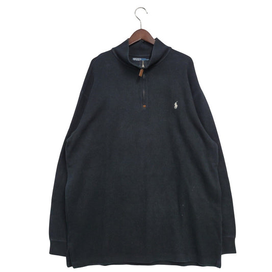 【中古品】【メンズ】 Polo by Ralph Lauren ポロバイラルフローレン 90S SMALL PONY HALF ZIP SWEAT SHIRT 90年代 スモールポニー ハーフジップスウェットシャツ トップス 長袖 147-250816-ma-31-izu サイズ：XLT カラー：BLACK 万代Net店