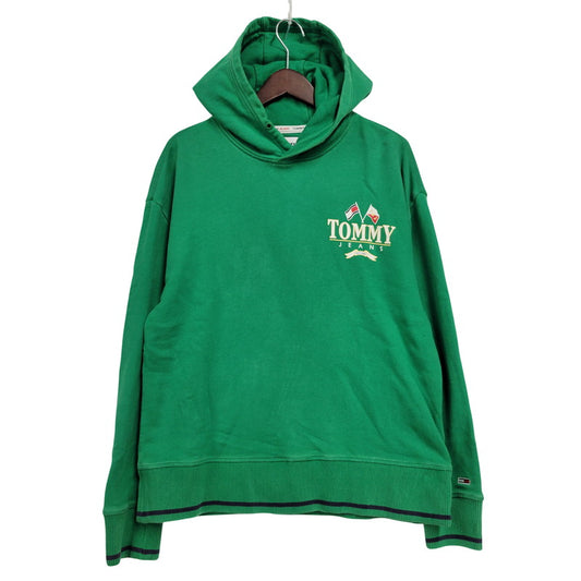 【中古品】【メンズ】 TOMMY JEANS トミージーンズ HOODED SWEATSHIRT フーデッドスウェットシャツ トップス パーカー 長袖 147-250816-ma-37-izu サイズ：S カラー：グリーン 万代Net店