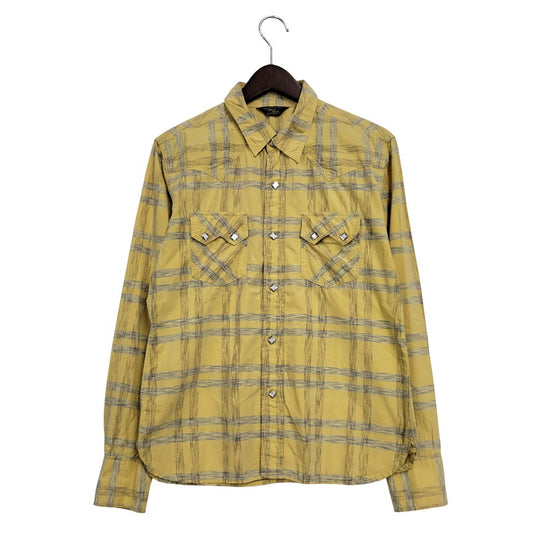 【中古品】【メンズ】 FLAT HEAD フラットヘッド PRINTS CHECK WESTERN SHIRT チェック ウエスタン シャツ 長袖 トップス 145-250817-as-20-izu サイズ：38 カラー：イエロー 万代Net店