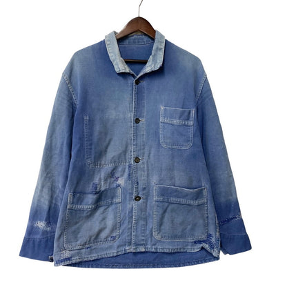 【現状渡し品】【メンズ】 FRENCH VINTAGE フレンチヴィンテージ 50-60S BLUE MOLESKIN WORK JACKET 50-60年代 ブルーモールスキン ワークジャケット アウター 長袖 146-250813-ma-03-izu サイズ：不明 カラー：ブルー 万代Net店