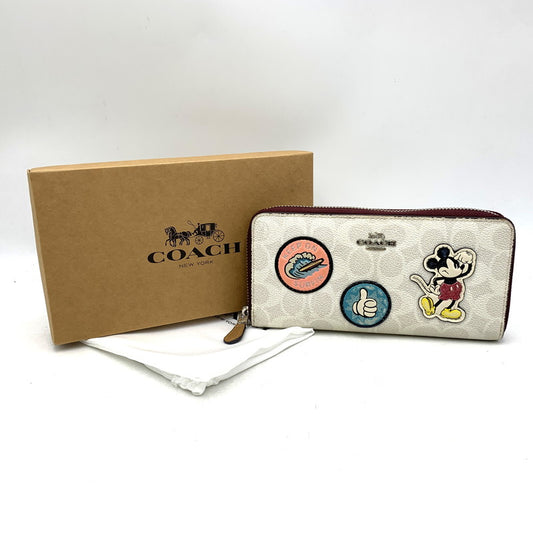 【中古品】【レディース】 COACH コーチ × DISNEY ディズニー ROUND ZIP LONG WALLET F3733 ラウンド ジップ ロング ウォレット 長財布 181-250818-as-17-izu カラー：ホワイト系 万代Net店