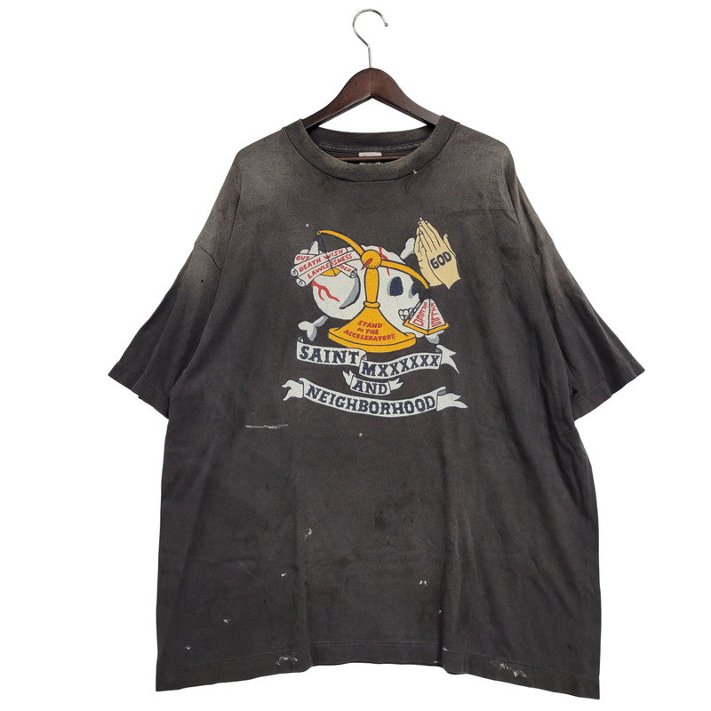 【中古美品】【メンズ】 SAINT MICHAEL セントマイケル ×NEIGHBORHOOD ネイバーフッド 25SS SM-HR8-0000-C68/STHD . SS TEE PRAY ショートスリーブ ティープレイ トップス 半袖 142-250814-ya-11-izu サイズ：XXL カラー：ブラック系 万代Net店