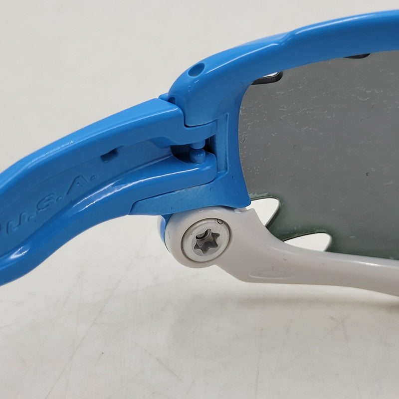 【現状渡し品】【メンズ/レディース】 OAKLEY オークリー RACING JACKET SPORT SUNGLASSES OO9197-06 レーシング ジャケット スポーツ サングラス USA製 小物 服飾雑貨 203-250815-ay-05-izu サイズ：62口18-126 カラー：ブルー×ホワイト 万代Net店