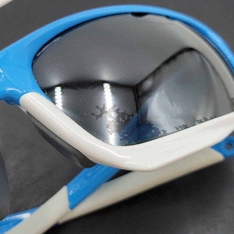 【現状渡し品】【メンズ/レディース】 OAKLEY オークリー RACING JACKET SPORT SUNGLASSES OO9197-06 レーシング ジャケット スポーツ サングラス USA製 小物 服飾雑貨 203-250815-ay-05-izu サイズ：62口18-126 カラー：ブルー×ホワイト 万代Net店