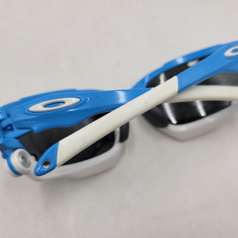 【現状渡し品】【メンズ/レディース】 OAKLEY オークリー RACING JACKET SPORT SUNGLASSES OO9197-06 レーシング ジャケット スポーツ サングラス USA製 小物 服飾雑貨 203-250815-ay-05-izu サイズ：62口18-126 カラー：ブルー×ホワイト 万代Net店