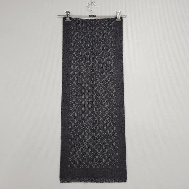 【中古品】【メンズ/レディース】 GUCCI グッチ WOOL STALL ウール ストール GG柄 小物 服飾雑貨 183-250815-ay-10-izu カラー：グレー 万代Net店