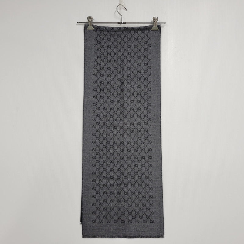 【中古品】【メンズ/レディース】 GUCCI グッチ WOOL STALL ウール ストール GG柄 小物 服飾雑貨 183-250815-ay-10-izu カラー：グレー 万代Net店