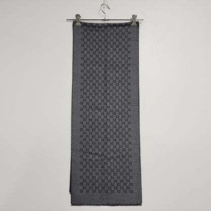 【中古品】【メンズ/レディース】 GUCCI グッチ WOOL STALL ウール ストール GG柄 小物 服飾雑貨 183-250815-ay-10-izu カラー：グレー 万代Net店