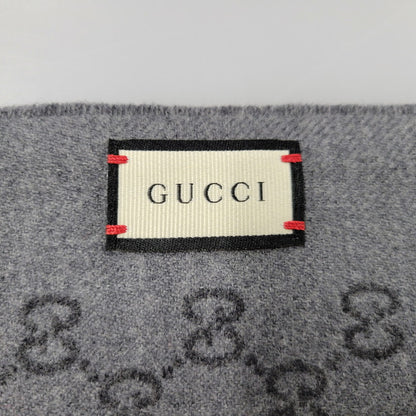 【中古品】【メンズ/レディース】 GUCCI グッチ WOOL STALL ウール ストール GG柄 小物 服飾雑貨 183-250815-ay-10-izu カラー：グレー 万代Net店