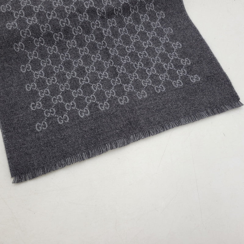 【中古品】【メンズ/レディース】 GUCCI グッチ WOOL STALL ウール ストール GG柄 小物 服飾雑貨 183-250815-ay-10-izu カラー：グレー 万代Net店