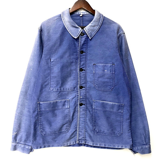 【現状渡し品】【メンズ】 ADOLPHE LAFONT アドルフ ラフォン FRENCH VINTAGE BLUE MOLESKIN WORK JACKET フレンチ ヴィンテージ ブルー モールスキン ワーク ジャケット アウター 146-250816-as-05-izu サイズ：46 カラー：ブルー 万代Net店