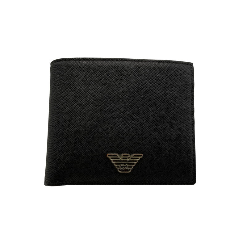 【中古品】【メンズ/レディース】 Emporio Armani エンポリオ・アルマーニ 二つ折り財布 サイフ ウォレット 201-250820-ay-12-izu カラー：ブラック 万代Net店