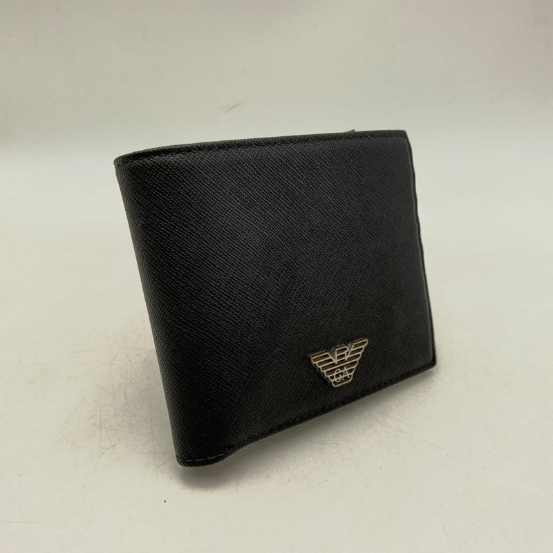 【中古品】【メンズ/レディース】 Emporio Armani エンポリオ・アルマーニ 二つ折り財布 サイフ ウォレット 201-250820-ay-12-izu カラー：ブラック 万代Net店