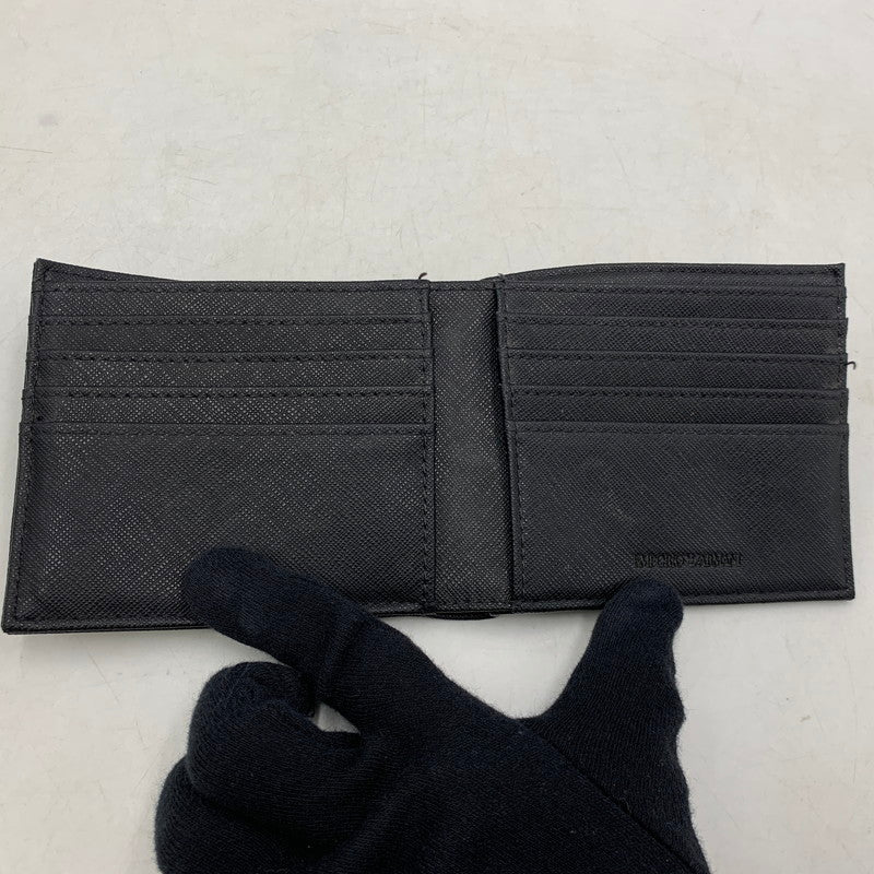 【中古品】【メンズ/レディース】 Emporio Armani エンポリオ・アルマーニ 二つ折り財布 サイフ ウォレット 201-250820-ay-12-izu カラー：ブラック 万代Net店