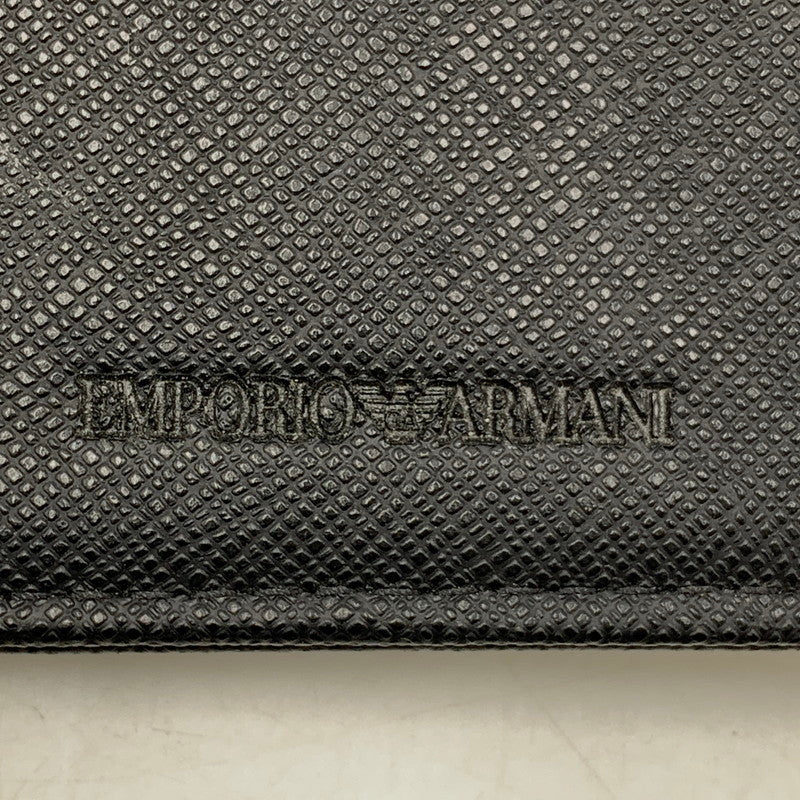 【中古品】【メンズ/レディース】 Emporio Armani エンポリオ・アルマーニ 二つ折り財布 サイフ ウォレット 201-250820-ay-12-izu カラー：ブラック 万代Net店