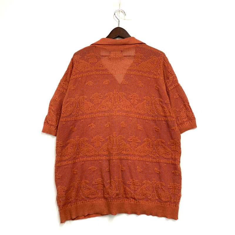 【中古品】【メンズ】 JACQUARD KNIT SHIRTS GSV-24-SS-16 ジャガード ニット シャツ 半袖 トップス 145-250823-as-05-izu サイズ：M カラー：オレンジ系 万代Net店