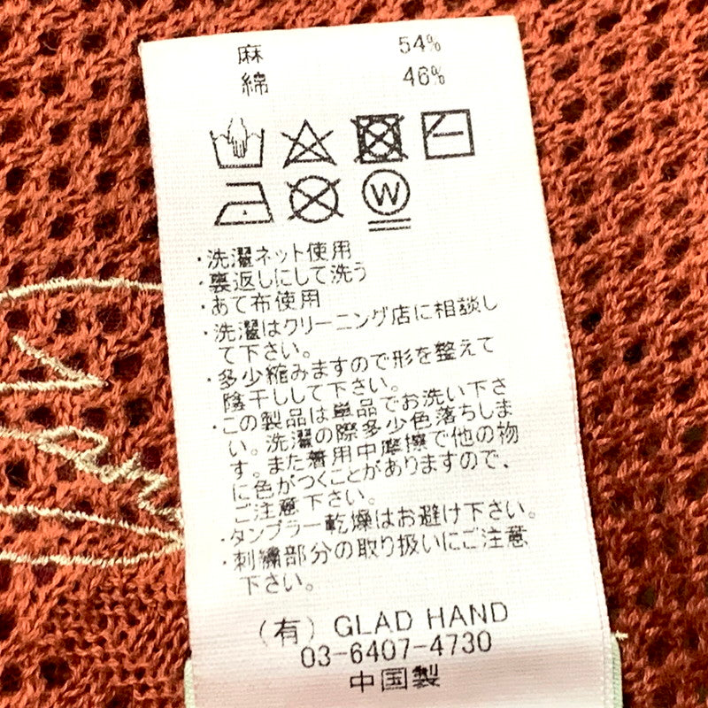 【中古品】【メンズ】 JACQUARD KNIT SHIRTS GSV-24-SS-16 ジャガード ニット シャツ 半袖 トップス 145-250823-as-05-izu サイズ：M カラー：オレンジ系 万代Net店