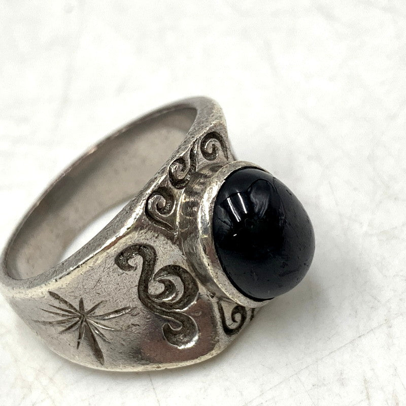 【中古品】【メンズ】 SAAD サード 925 BLACK STONE 唐草 太陽神 RING ブラックストーン リング 指輪 アクセサリー 小物 191-250828-ma-12-izu サイズ：17号 カラー：シルバー 万代Net店