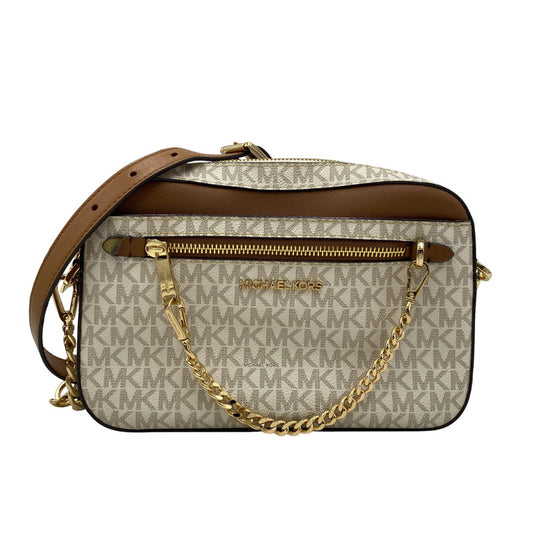 【中古品】【レディース】 Michael Kors マイケルコース 35S1GTTC9B JET SET LARGE LOGO CROSSBODY BAG ジェットセットラージロゴクロスボディバッグ 鞄 カバン ショルダーバッグ 188-250827-ma-20-izu カラー：ホワイト系×ブラウン 万代Net店