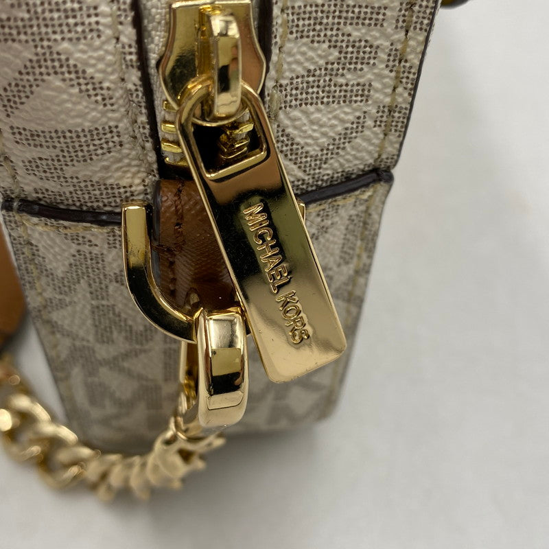 【中古品】【レディース】 Michael Kors マイケルコース 35S1GTTC9B JET SET LARGE LOGO CROSSBODY BAG ジェットセットラージロゴクロスボディバッグ 鞄 カバン ショルダーバッグ 188-250827-ma-20-izu カラー：ホワイト系×ブラウン 万代Net店
