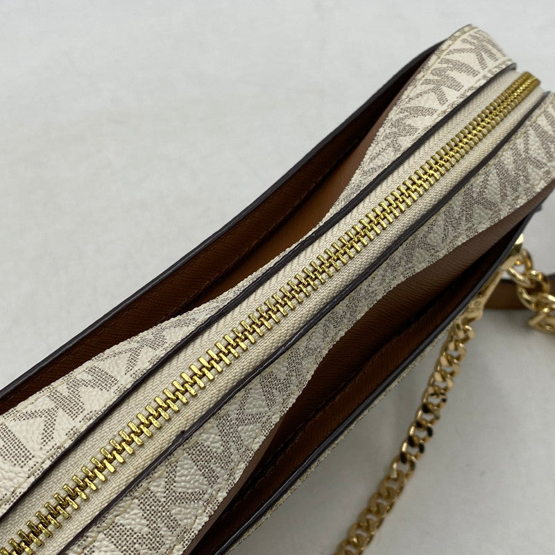 【中古品】【レディース】 Michael Kors マイケルコース 35S1GTTC9B JET SET LARGE LOGO CROSSBODY BAG ジェットセットラージロゴクロスボディバッグ 鞄 カバン ショルダーバッグ 188-250827-ma-20-izu カラー：ホワイト系×ブラウン 万代Net店