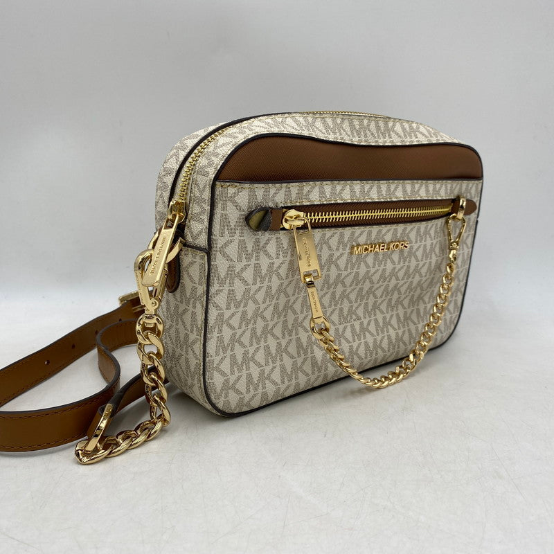 【中古品】【レディース】 Michael Kors マイケルコース 35S1GTTC9B JET SET LARGE LOGO CROSSBODY BAG ジェットセットラージロゴクロスボディバッグ 鞄 カバン ショルダーバッグ 188-250827-ma-20-izu カラー：ホワイト系×ブラウン 万代Net店
