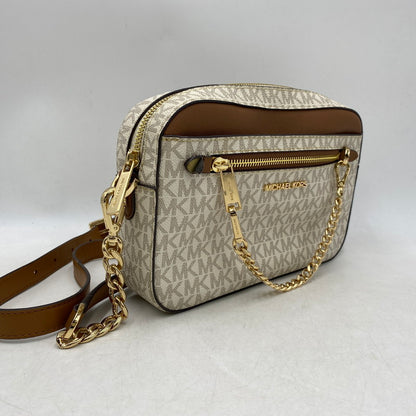 【中古品】【レディース】 Michael Kors マイケルコース 35S1GTTC9B JET SET LARGE LOGO CROSSBODY BAG ジェットセットラージロゴクロスボディバッグ 鞄 カバン ショルダーバッグ 188-250827-ma-20-izu カラー：ホワイト系×ブラウン 万代Net店