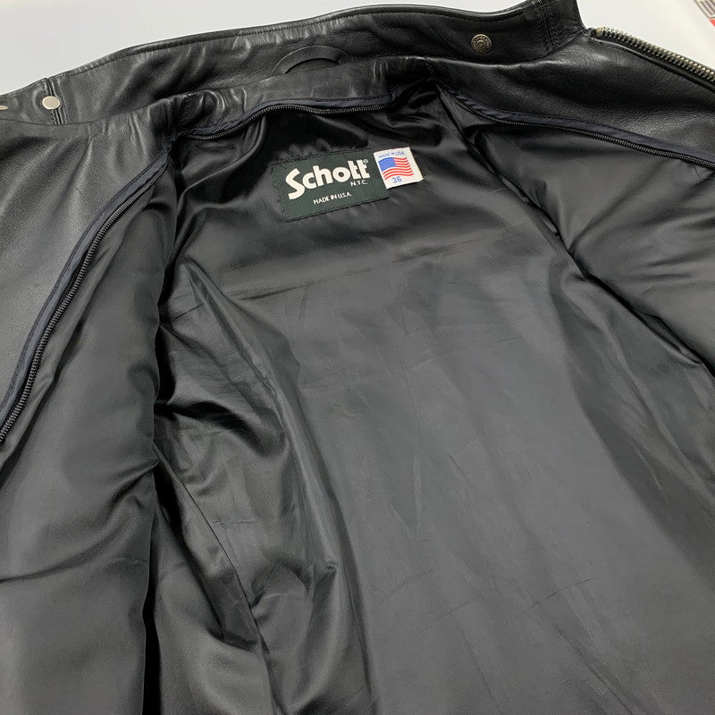 【中古品】【メンズ】 schott ショット 6061 COWHIDE SINGLE RIDERS JACKET シングル ライダース ジャケット USA製 アウター 145-250820-ay-03-izu サイズ：36 カラー：ブラック 万代Net店