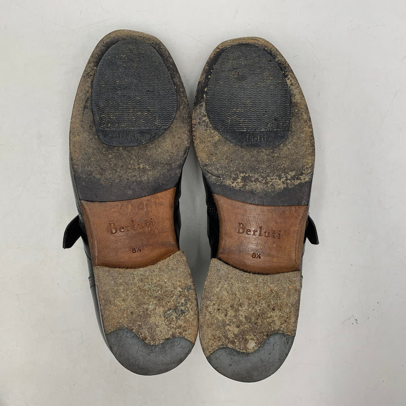 【中古品】【メンズ】 Berluti ベルルッティ 3228 ウイングチップ シングルモンシューズ 靴 183-250820-ay-04-izu サイズ：8.5 カラー：ブラック 万代Net店