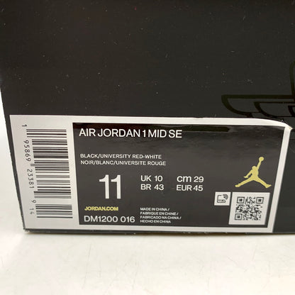【中古美品】【メンズ】 NIKE ナイキ AIR JORDAN 1 MID SE DM1200-016 エア ジョーダン 1 ミッド SE スニーカー シューズ 靴 160-250821-as-12-izu サイズ：29cm カラー：BLACK/UNIVERSITY RED-WHITE 万代Net店