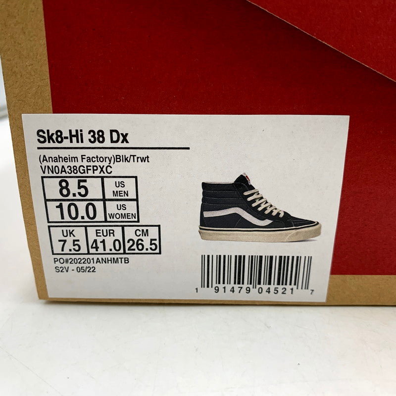 【中古美品】【メンズ】 VANS バンズ SK8-HI 38 DX スケート ハイ 38 DX スニーカー シューズ 靴 162-250821-as-17-izu サイズ：26.5cm カラー：(ANAHEIM FACTORY)BLK/TRWT 万代Net店