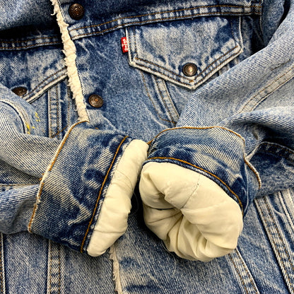 【中古品】【メンズ】 Levi's リーバイス DENIM BOA JACKET 70608-0216 デニム ボア ジャケット USA製 アウター 146-250821-as-09-izu サイズ：36R カラー：ライトインディゴ 万代Net店