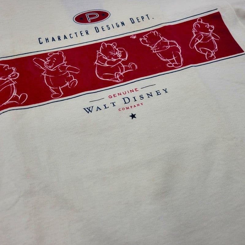 【中古品】【メンズ】 THE DISNEY STORE ディズニーストア POOH BANDED T-SHIRT Tシャツ USA製 半袖 トップス 146-250823-as-08-izu サイズ：S カラー：ホワイト 万代Net店