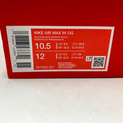【中古美品】【メンズ】 NIKE ナイキ AIR MAX 95 OG IB7936-001 エア マックス 95 OG スニーカー シューズ 靴 160-250821-as-15-izu サイズ：28.5cm カラー：BLACK/BLACK-PERSIAN VIOLET 万代Net店