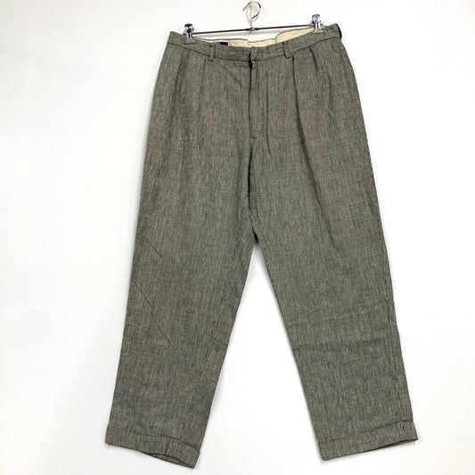 【中古品】【メンズ】 Polo by Ralph Lauren ポロバイラルフローレン COTTON LINEN WIDE PANTS コットン リネン ワイド パンツ 千鳥格子 ズボン ボトムス 157-250822-ay-06-izu サイズ：40×32 カラー：ブラック系 万代Net店