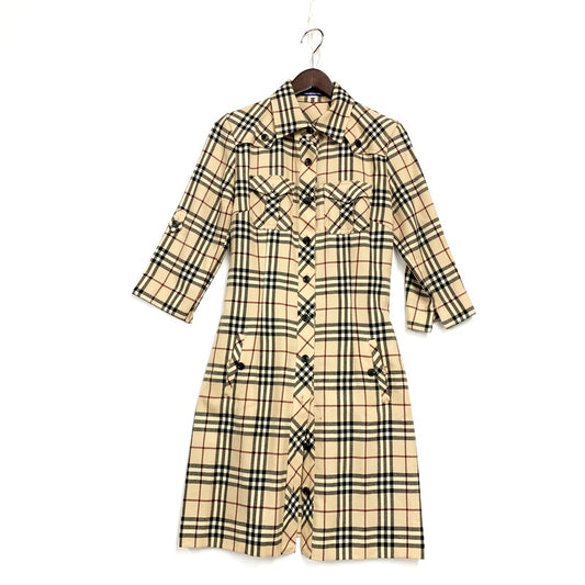 【中古品】【レディース】 BURBERRY BLUE LABEL バーバリーブルーレーベル LS SHIRT ONEPIECE FMF08-515-43 ノバチェック シャツ ワンピース 168-250822-ay-11-izu サイズ：38 カラー：ベージュ 万代Net店