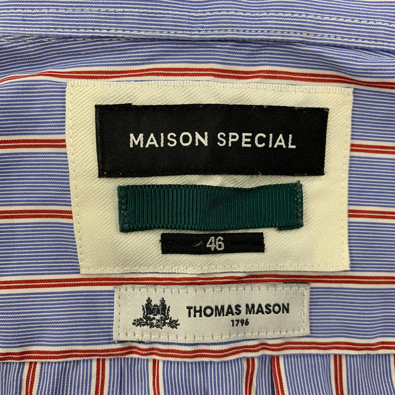 【中古品】【メンズ】 MAISON SPECIAL メゾンスペシャル ×THOMAS MASON トーマス メイソン STRIPE SS SHIRT ストライプ ショートスリーブ シャツ トップス 半袖 140-250825-ya-01-izu サイズ：46 カラー：ブルー 万代Net店